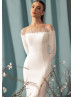 Long Sleeves Ivory Lace Satin Fashion Wedding Dress